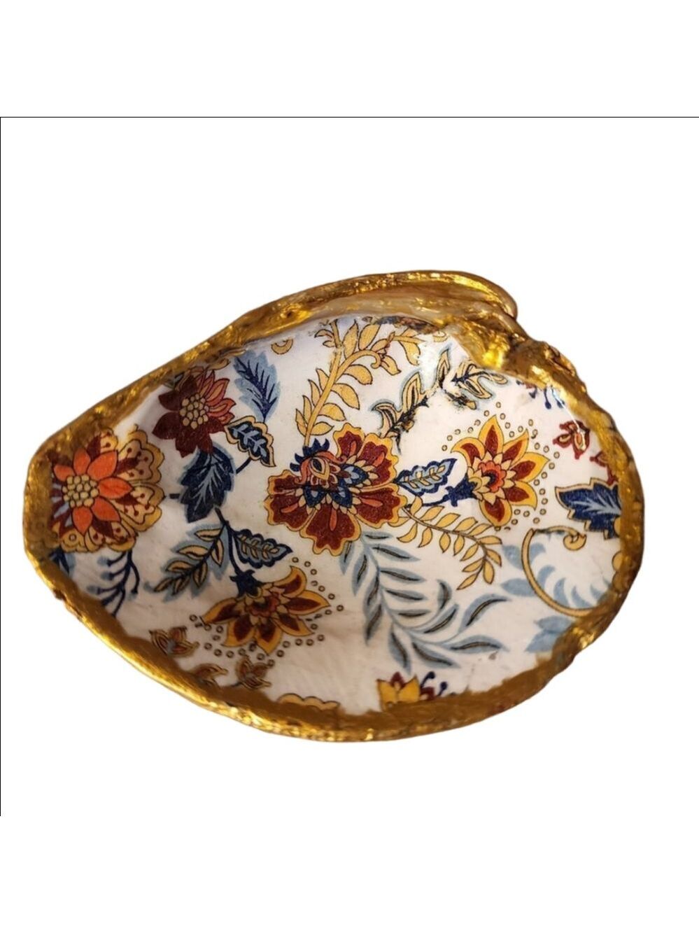 DECOUPAGE FALL FLOWERS ON A CLAM SHELL